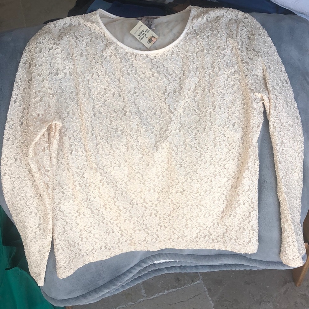 NWT Ann Taylor cream lace top